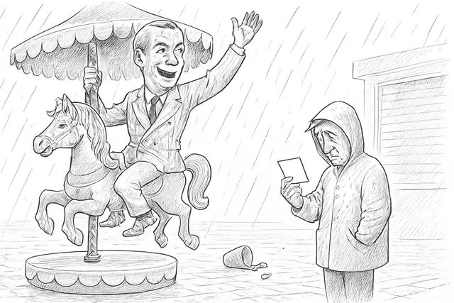 Karikatur zum Stück: Das Mandat als Kulisse